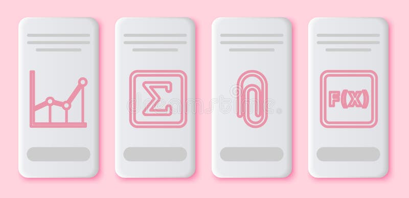 Set line Sigma symbol, Geometric figure Square, Book with word mathematics and Equation solution. White rectangle button vector illustration