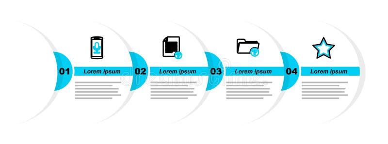 Set line Star, Unknown directory, document and Mobile recording icon. Vector royalty free illustration