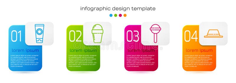 Set Lollipop Man Hat With Ribbon Plane And Ice Cream In Waffle Cone Business Infographic Template Vector Stock Vector Illustration Of Color Isolated