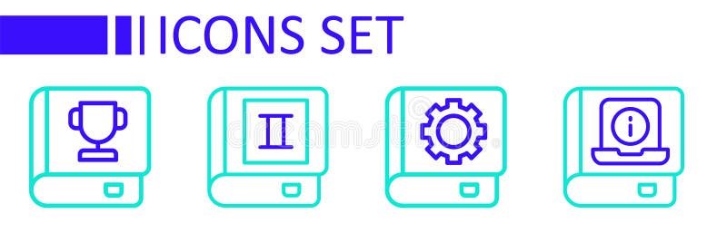 Set line User manual, Book and icon. Vector royalty free illustration