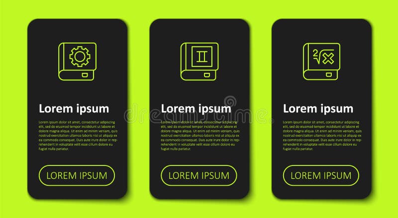 Set line User manual, Book and with mathematics. Business infographic template. Vector stock illustration