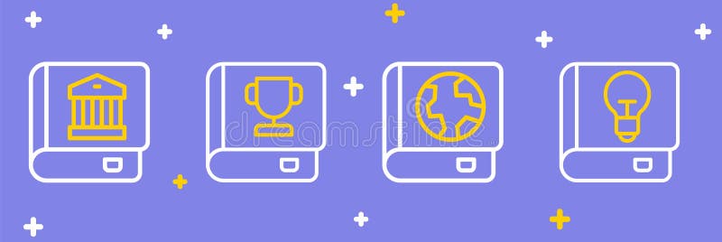 Set line User manual, Earth globe and book, Book and Law icon. Vector vector illustration
