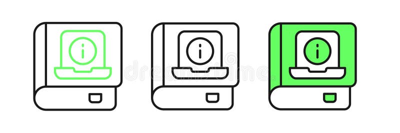 Set line User manual icon isolated on white background. User guide book. Instruction sign. Read before use. Vector royalty free illustration