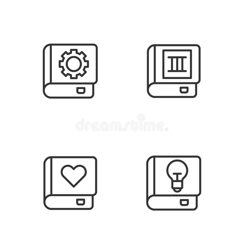 Set line User manual, Romance book, and Book icon. Vector vector illustration