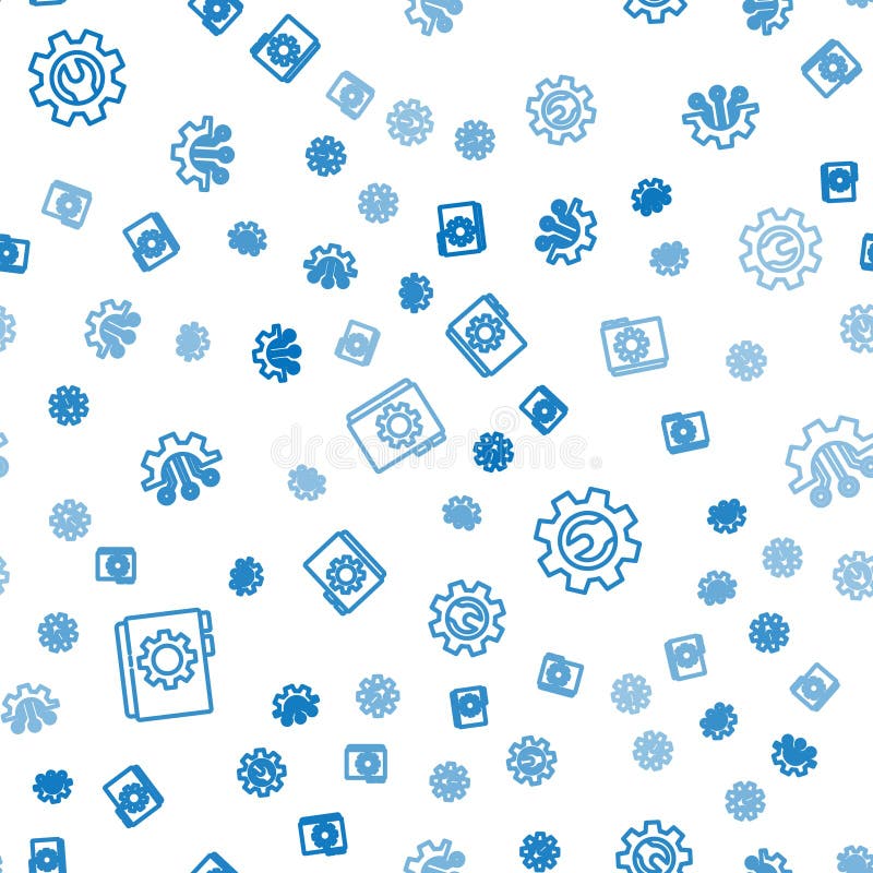 Set line User manual, Wrench spanner and gear and Algorithm on seamless pattern. Vector stock illustration