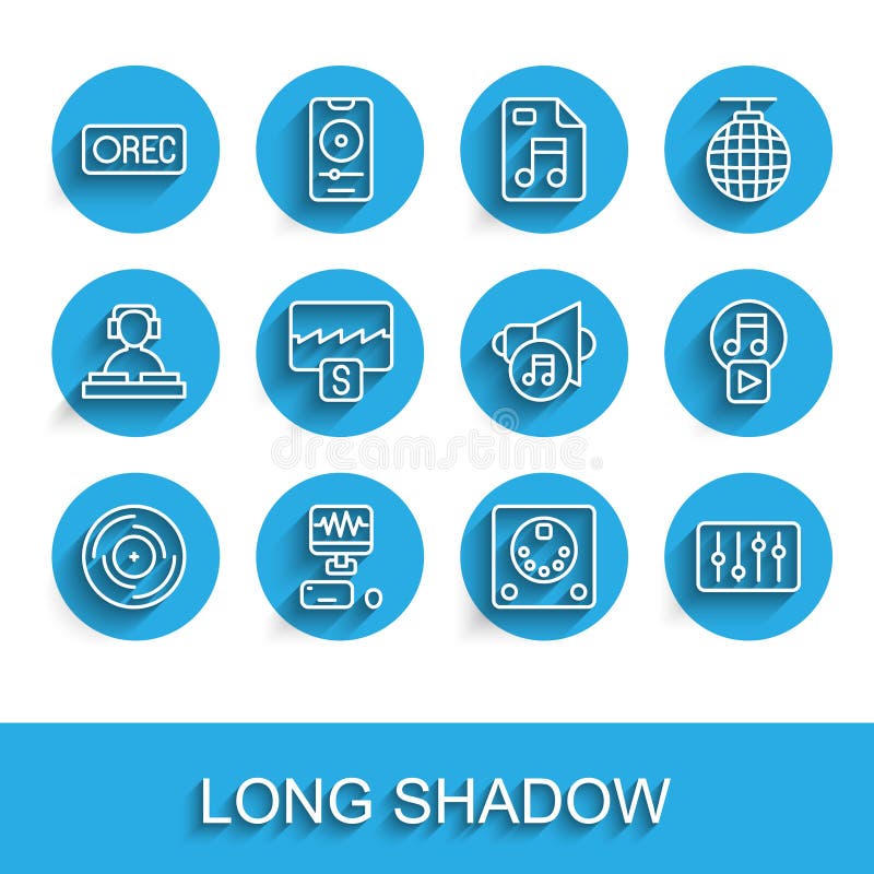 Set Line Vinyl Disk, Music Recording Studio, Record Button, Drum