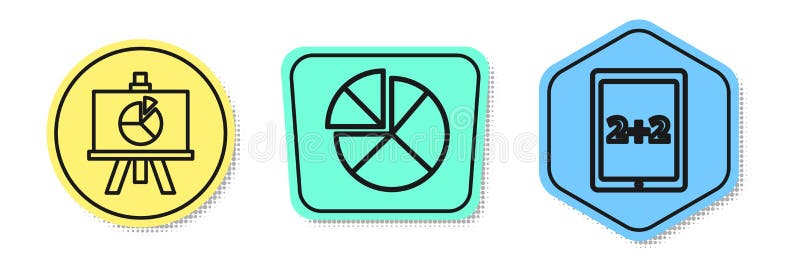 Set line XYZ Coordinate system, Abacus and Calculation. Colored shapes. Vector royalty free illustration