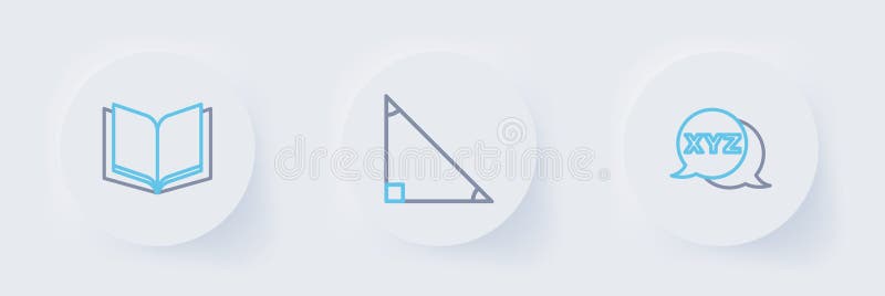Set line XYZ Coordinate system, Triangle math and Open book icon. Vector stock illustration