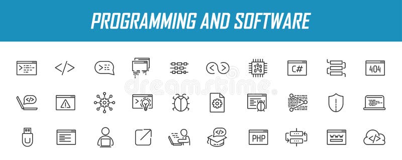 Programming Icons Flat Design or Programming Icons. 2 Style of ...