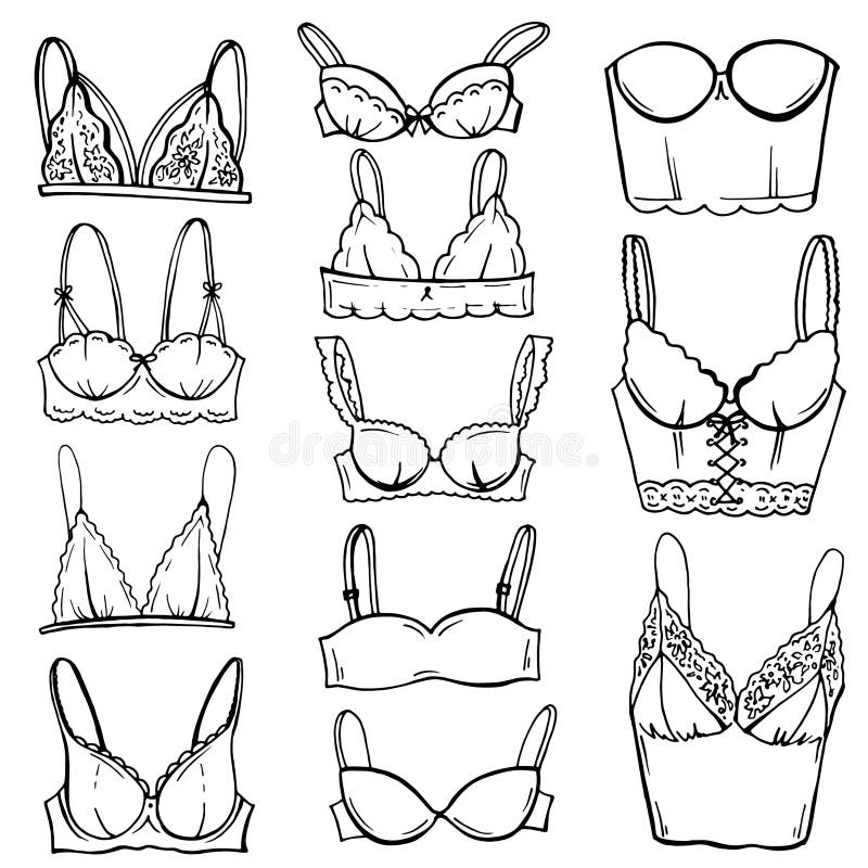 Types of bras. The complete vector collection of lingerie Stock Vector