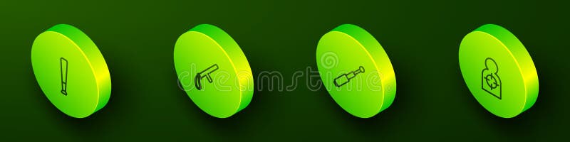 Set linie izometrică linie de baseball bat de poliție baston telescopic și sport țintă uman pentru fotografiere pictogramă. vector vector illustration