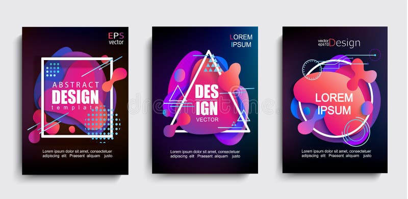 Set of liquid gradient color abstract shapes. stock illustration