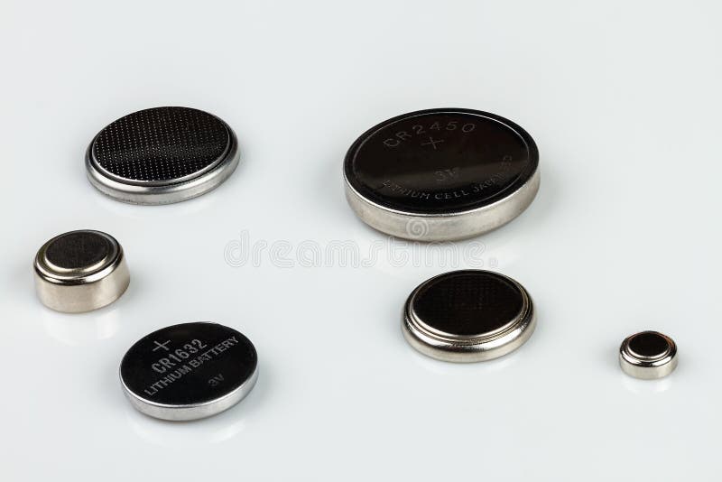 Set of lithium button cell batteries stock photo Set of lithium button cell batteries stock photo