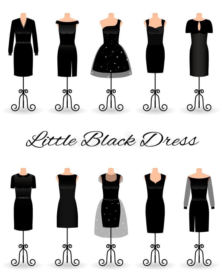 Set of Little Black Dresses on Mannequins. Cocktail Dresses Stock ...