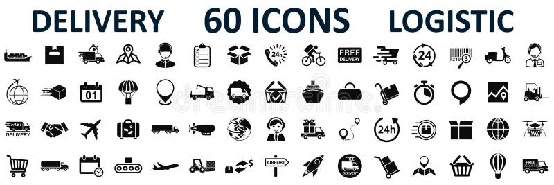 Set logistics icons, delivery, shipping signs â€“ vector