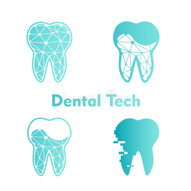 Set Logo Dental Tech on blue background. Vector vector illustration Set Logo Dental Tech on blue background. Vector vector illustration