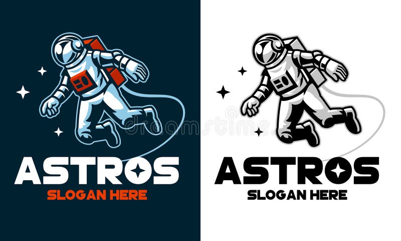Set Logo Style design of Astronaut Floating stock illustration