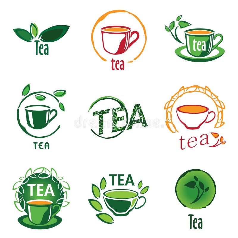 Set logo tea stock vector. Illustration of kitchen, glass 117656789
