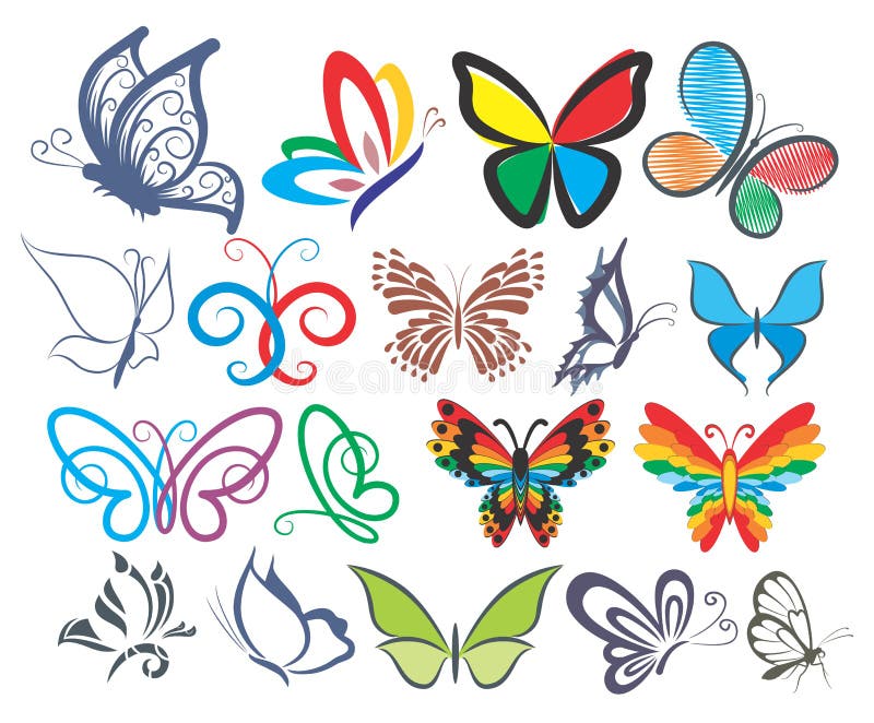 Set of logos of butterflies