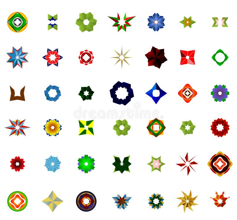 A set of logos, icons and graphical elements stock illustration