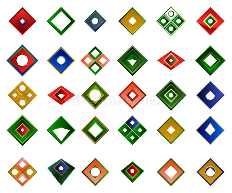 A set of logos, icons and graphical elements stock illustration