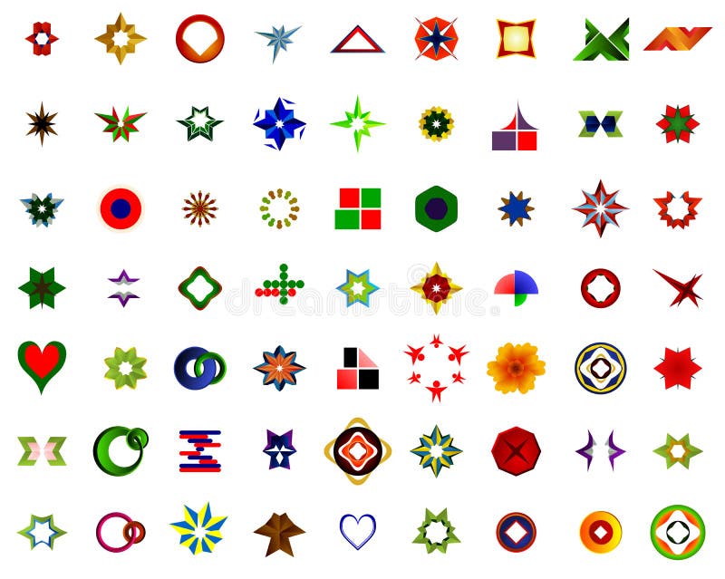 A set of logos, icons and graphical elements stock illustration