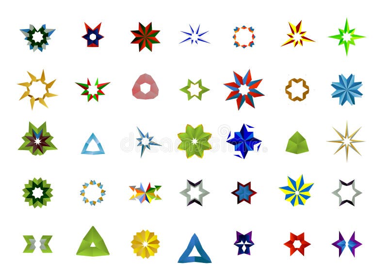 A set of logos, icons and graphical elements stock illustration