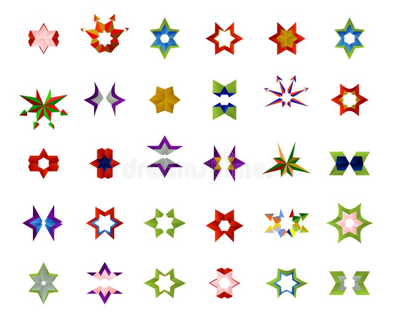 A set of logos, icons and graphical elements stock illustration