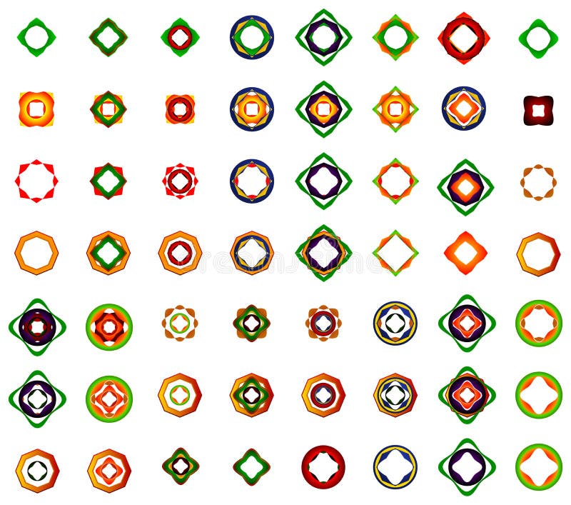 A set of logos, icons and graphical elements stock illustration