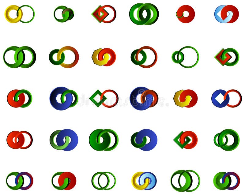 A set of logos, icons and graphical elements royalty free illustration