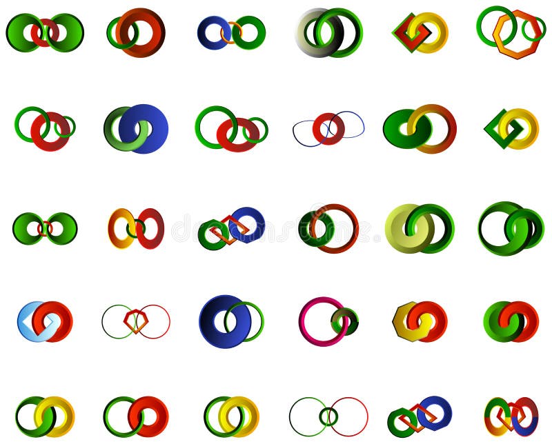 A set of logos, icons and graphical elements royalty free illustration