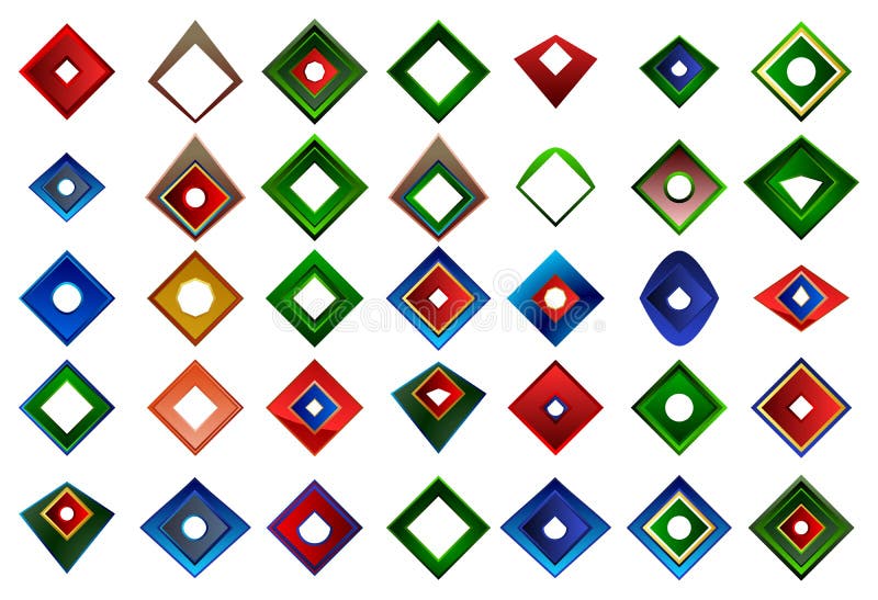 A set of logos, icons and graphical elements stock illustration