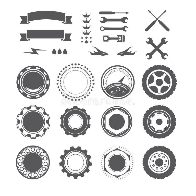 Set of logotype element for mechanic, garage, car repair, service