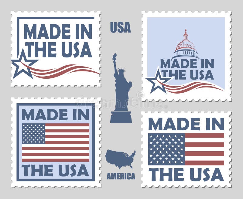 Postage stamp with image american flag Royalty Free Vector