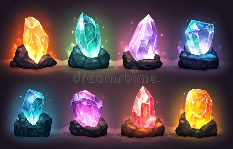 A set of magic stone portals isolated on a black background. Featuring a game teleport to fairytale dimensions, an royalty free stock images