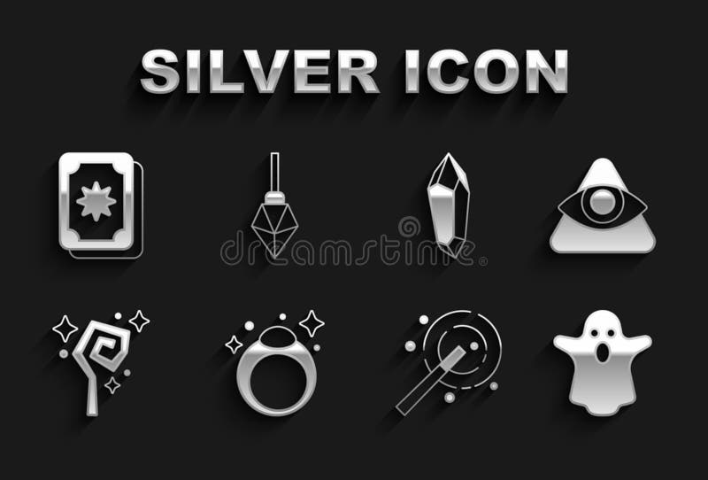 Set Magic Stone Ring, Allseeing Eye of God, Ghost, Wand, Staff, Tarot