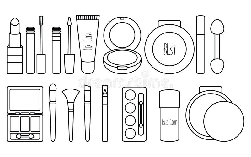 Set of Make Up Accessories Drawing Stock Vector Illustration of