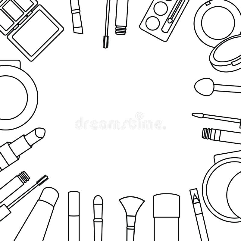 Set of Make Up Accessories Drawing Stock Vector Illustration of
