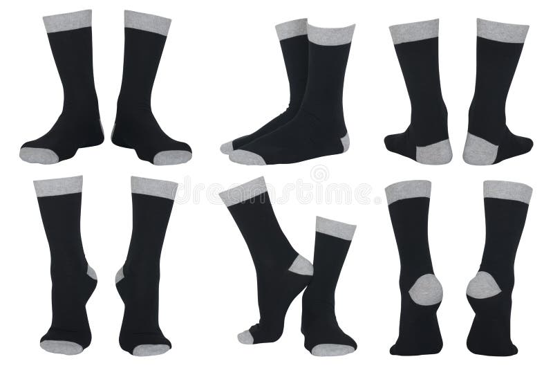 Set of Male Black Socks in Different Poses Stock Image - Image of white ...