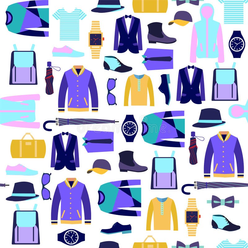 Set of Man Clothes Fashion Accessories Background Stock Vector