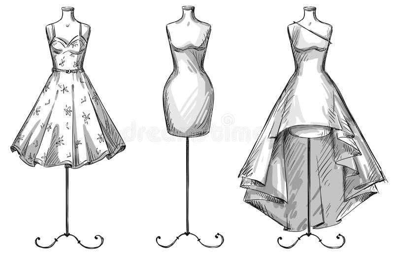 Fashion Mannequins, Vector Set Stock Vector Illustration of clothes