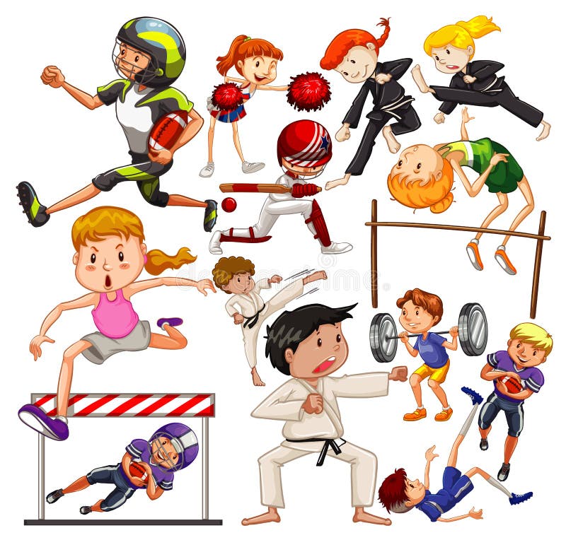 Set of Many People Doing Different Sports Stock Illustration - Illustration of cartoon, male: 171172573