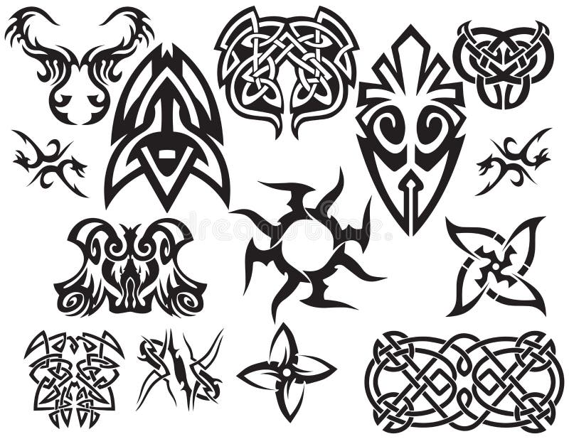 Set of Maori Tribal Tattoos Vector Illustration Poster Template Stock ...