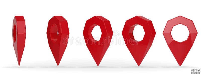 Set of map pointer isolated on white background. Red location pin or navigation. 3D Locator mark of map pointer, symbol, position royalty free illustration