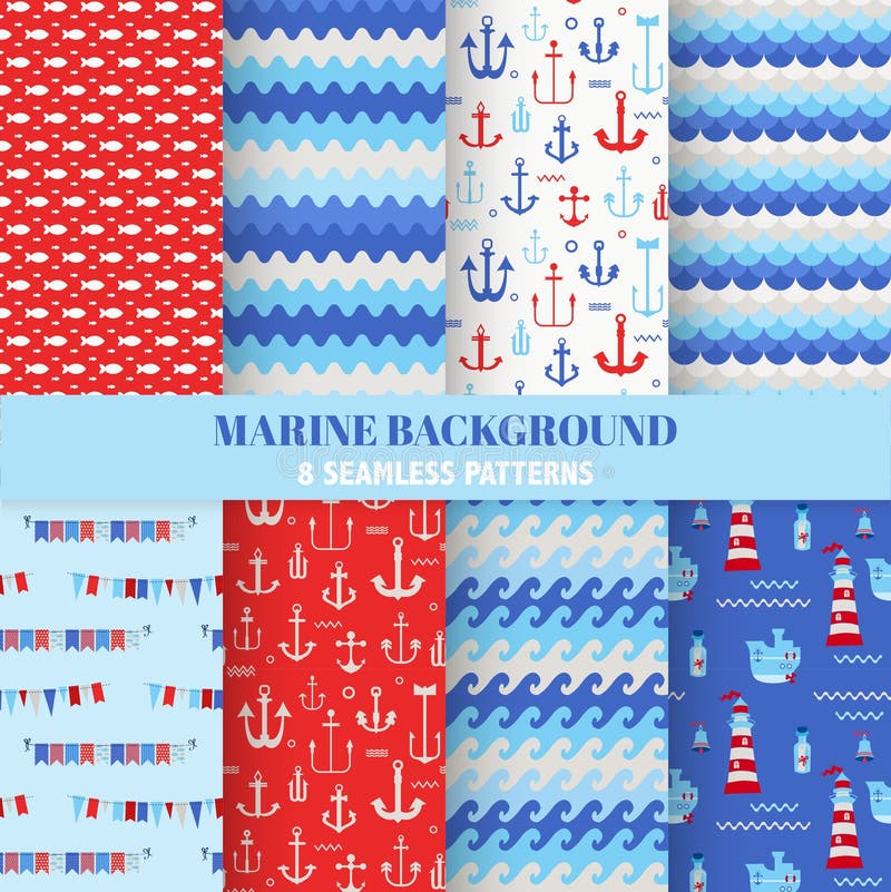 Set of Marine Backgrounds royalty free illustration