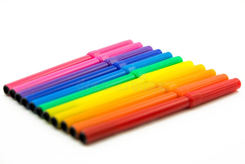 Set of Markers Rainbow Colors Stock Image Image of artist, brown