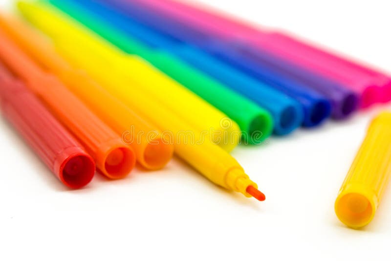 Set of Markers Rainbow Colors Stock Photo Image of desk, draw 49167704