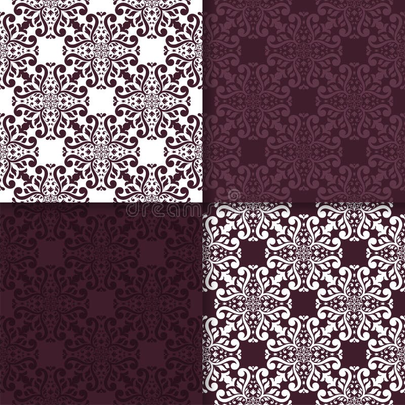 Maroon Floral Seamless Wallpaper Pattern Stock Vector Illustration of