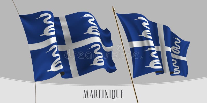 Set of Martinique Waving Flag on Isolated Background Vector Illustration Stock V