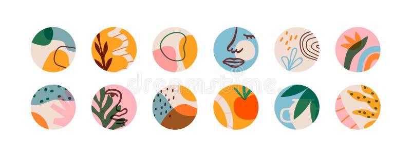 Set of Matisse Art Circle Icons on Isolated Background Stock Vector ...